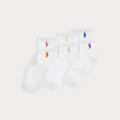 Ralph Lauren Kids' Quarter-length Sock 6-pack In White/brights