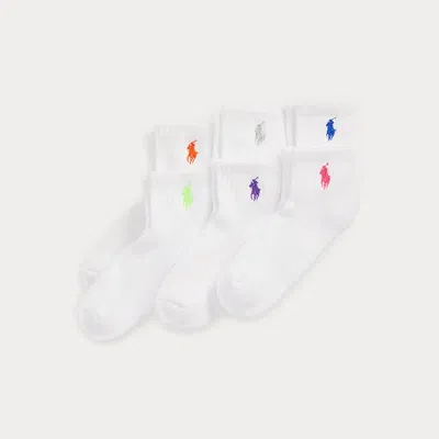 Ralph Lauren Kids' Quarter-length Sock 6-pack In White/brights