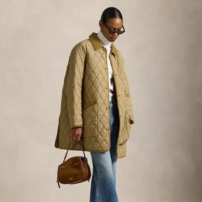 Polo Ralph Lauren Quilted Barn Jacket In Desert Khaki In Brown