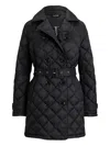 Ralph Lauren Quilted Belted Coat In Black