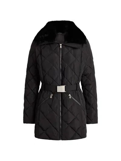Ralph Lauren Quilted Belted Coat In Black