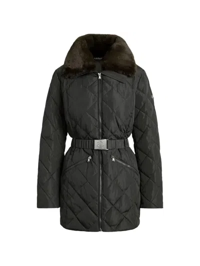 Ralph Lauren Quilted Belted Coat In Black