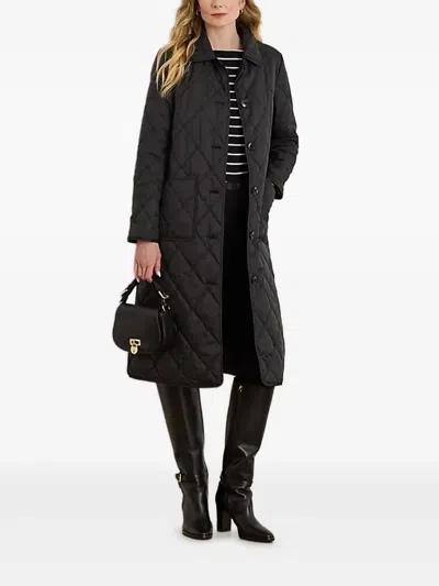 Ralph Lauren Quilted Button-front Coat In Black