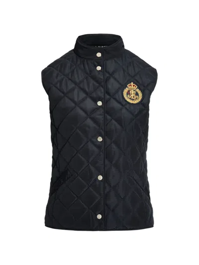 Ralph Lauren Quilted Button Gilet In Black
