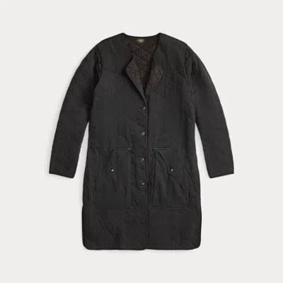 Ralph Lauren Quilted Cotton-linen Liner Jacket In Vintage Black In Burgundy