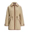 Ralph Lauren Saundra Leather-trimmed Padded Shell Jacket In Nude