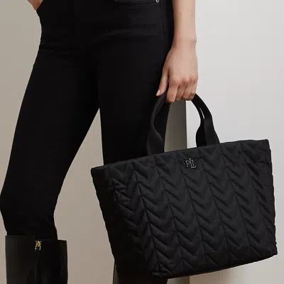 Ralph Lauren Quilted Extra-large Stevie Zip Tote Bag In Black
