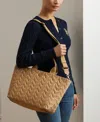 Ralph Lauren Quilted Extra Large Stevie Zip Tote Bag