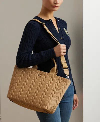 Ralph Lauren Quilted Extra Large Stevie Zip Tote Bag