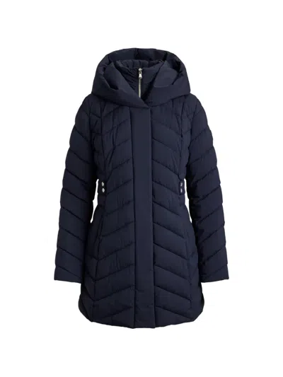 Ralph Lauren Quilted Hooded Coat In Blue