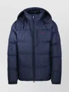 Ralph Lauren Quilted Hooded Jacket With Pockets And Chest Pocket In Blue
