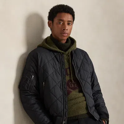 Ralph Lauren Quilted Jacquard Bomber Jacket In Blue