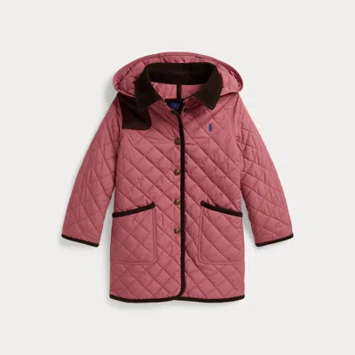 Ralph Lauren Kids' Quilted Long Barn Jacket In Canvas Pink