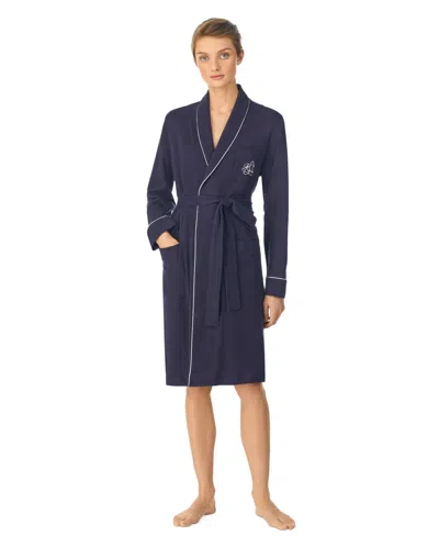 Ralph Lauren Quilted Shawl Collar Short Robe In Blue