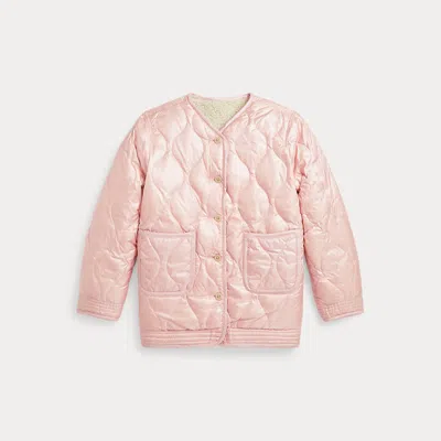 Ralph Lauren Kids' Quilted Teddy Fleece Reversible Jacket In Pink