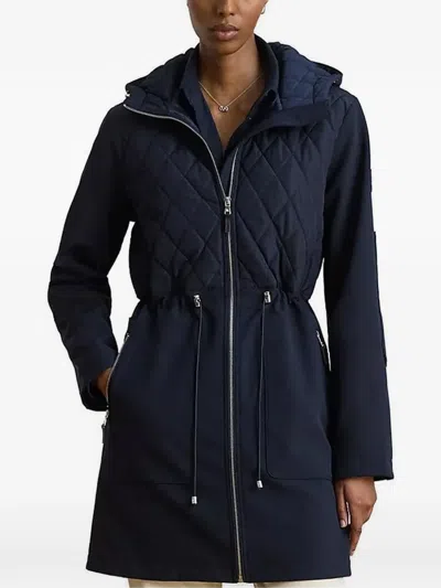 Ralph Lauren Quilted-panel Drawstring Coat In Blue