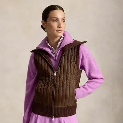 Ralph Lauren Quilted-panel Wool Zip Vest In Chocolate Mousse In Brown