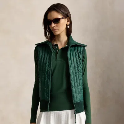 Ralph Lauren Quilted-panel Wool Zip Vest In Northwest Pine In Green