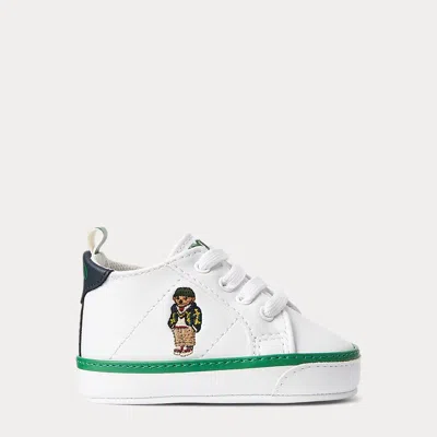 Ralph Lauren Babies' Quilton Polo Bear Faux-leather Trainer In White