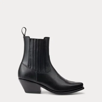 Ralph Lauren Quinn 40 Mm Vachetta Leather Bootie In Black