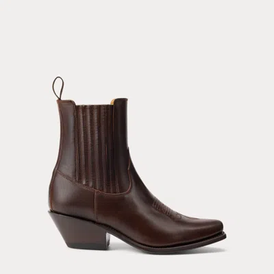 Ralph Lauren Quinn 40 Mm Vachetta Leather Bootie In Brown