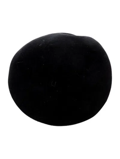 Pre-owned Ralph Lauren Rabbit Fur Beret Hat In Black