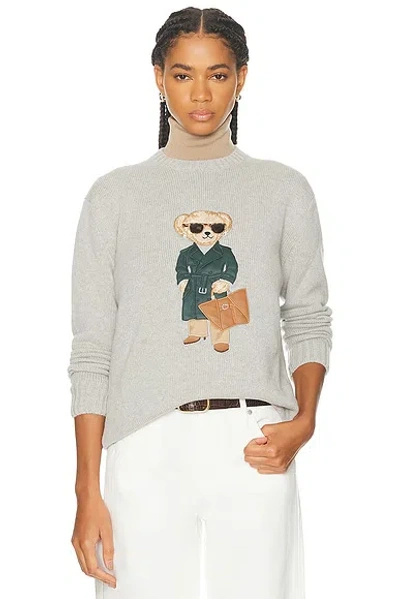 Ralph Lauren Racing Green Trench Polo Bear Sweater In Gray