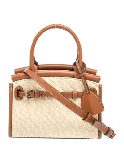 Pre-owned Ralph Lauren Raffia Rl Mini In Brown/neutrals