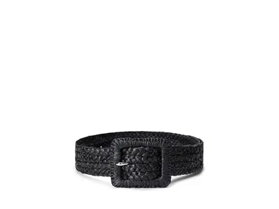 Ralph Lauren Raffia Straw Cover Square 40 Belt Wide Women's Belts Black: Xl In Orange