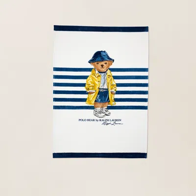 Polo Ralph Lauren Raincoat Polo Bear Throw Blanket In White/navy In Multi