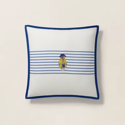 Polo Ralph Lauren Raincoat Polo Bear Throw Pillow In White/navy In Blue