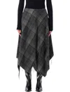 Ralph Lauren Hadiah Asymmetric Fringed Checked Wool Midi Skirt In Multi