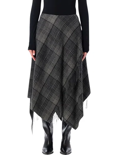 RALPH LAUREN RALPH LAUREN RALPH LAUREN HADIAH PLAID WOOL MIDI SKIRT