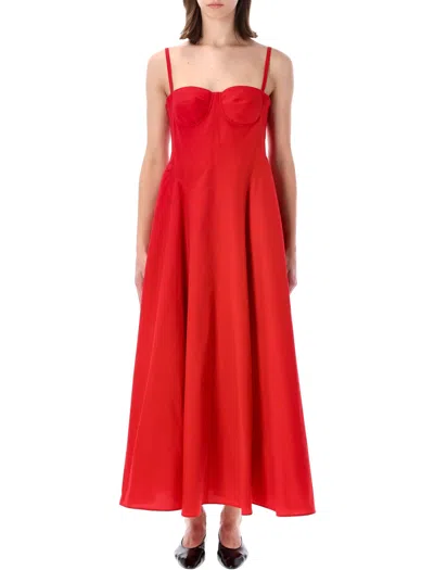 Ralph Lauren Marigot Paneled Cotton-blend Poplin Maxi Dress In Red