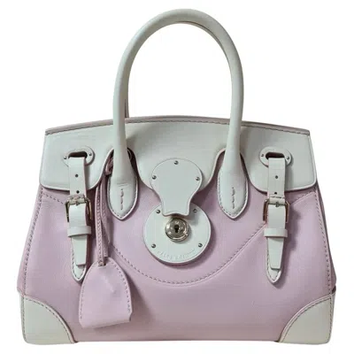 Pre-owned Ralph Lauren Off White/blush Pink Leather Ricky Top Handle Bag