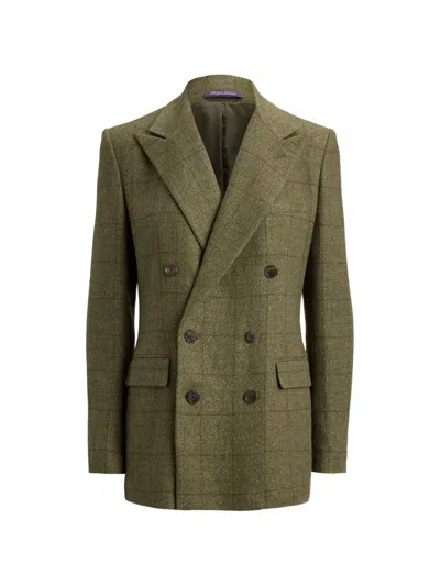 Ralph Lauren Ramona Windowpane Tweed Jacket In Green