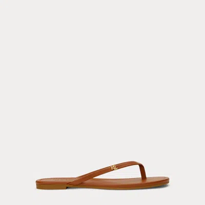 Ralph Lauren Raquel Leather Flip-flop In Lauren Tan In Brown