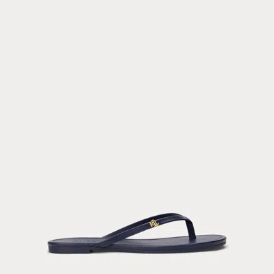 Ralph Lauren Raquel Leather Flip-flop In Refined Navy In Blue