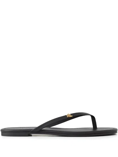 Ralph Lauren Raquel Leather Flip-flop In Black In Multi