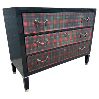 Pre-owned Ralph Lauren Rare  Dresser Plaid Chest Of Drawers Brook Street In Brown