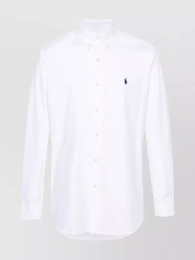 Ralph Lauren Rear Box-pleat Button-down Collar Shirt In White