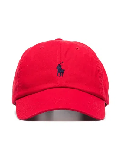 Ralph Lauren Red Baseball Hat With Blue Pony