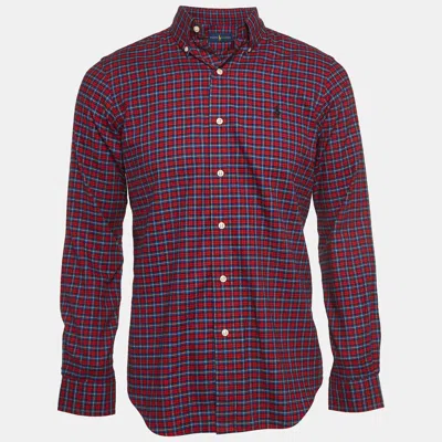 Pre-owned Ralph Lauren Red Plaid Cotton Button Down Collar Shirt S