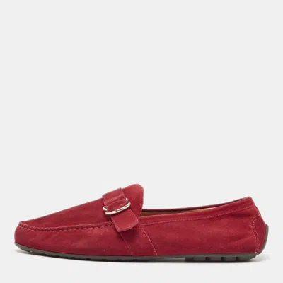 Pre-owned Ralph Lauren Red Suede Buckle Driving Loafers Size 45