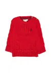 Ralph Lauren Red Sweatshirt For Baby Boy With Pony Logo In Red