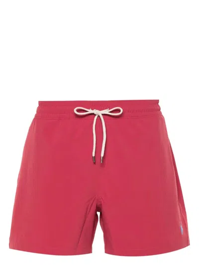 Ralph Lauren Red Swim Shorts With Embroidered Pony