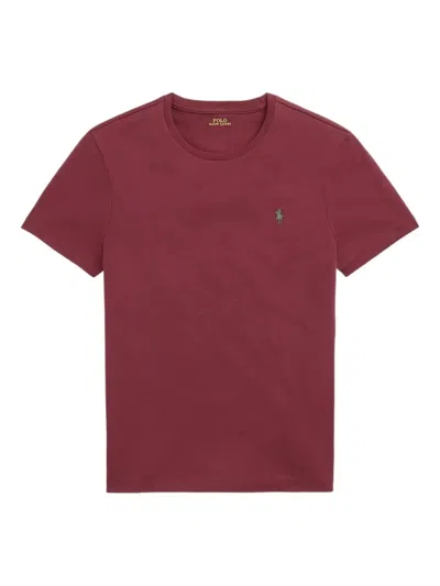 Ralph Lauren Red Wine Round Neck Logo T-shirt In Burgundy
