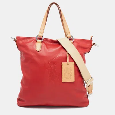Ralph Lauren Red/tan Leather Shopper Tote