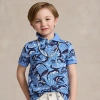 Ralph Lauren Kids' Reef-print Cotton Mesh Polo Shirt In Blue