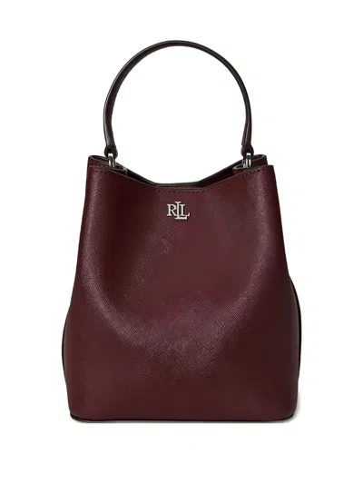 Ralph Lauren Reese Logo-plaque Top-handle Bucket Bag In Burgundy